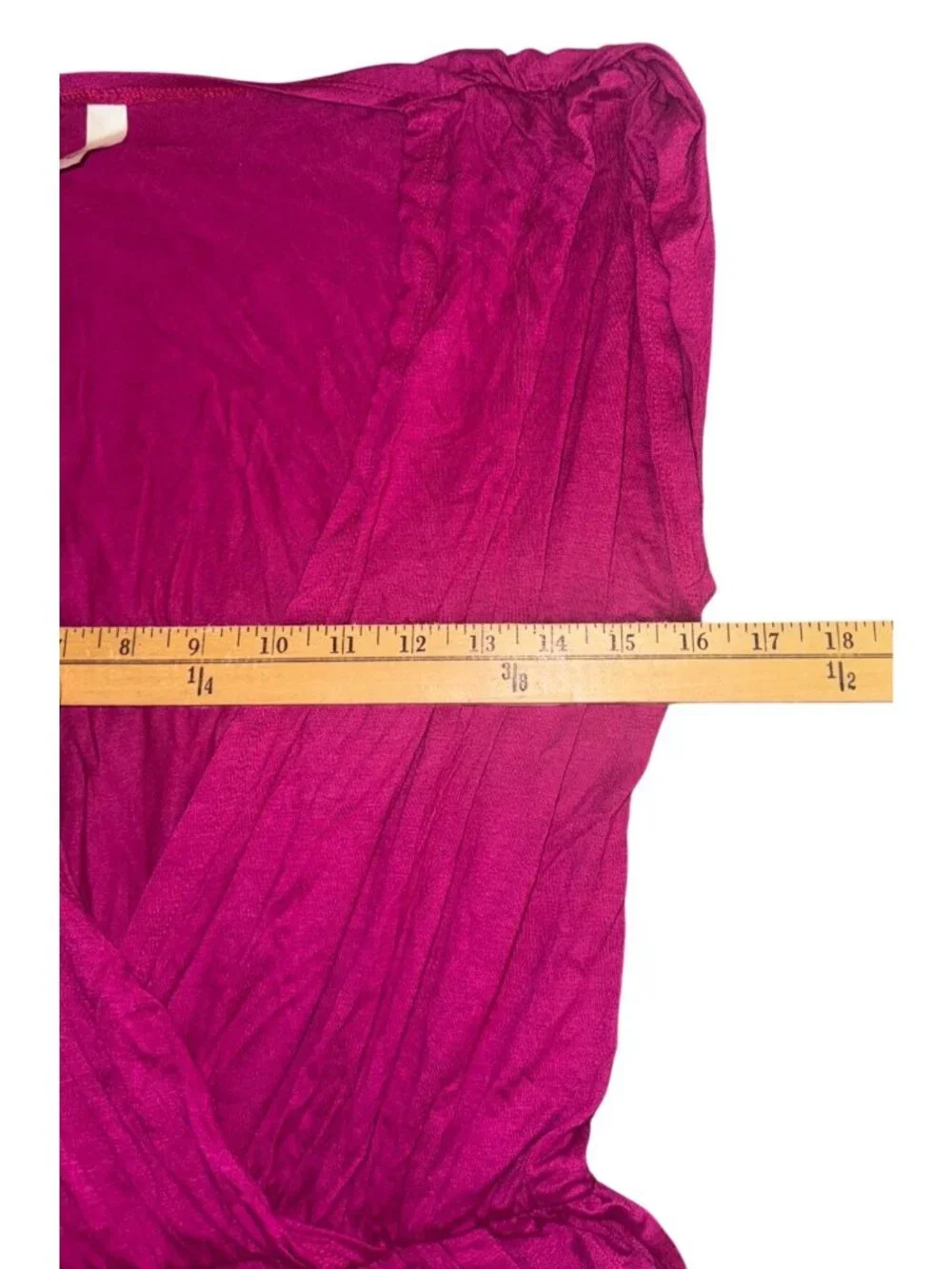 Loveappella Womens Fuchsia Romper With Draped V-Neckline & Shirred Shoulders - Picture 6 of 8